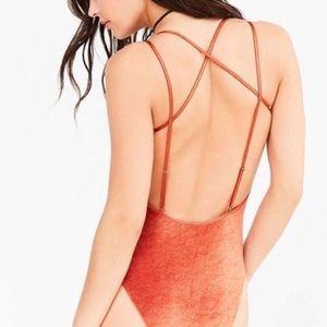 Burnt Orange Velvet Bodysuit